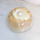Vintage Medium Light Orange Iridescent Glass Floral 3-Toed Bowl