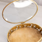 Vintage Medium Oval Gold Tone Metal Floral Jewelry Casket Box