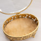 Vintage Medium Oval Gold Tone Metal Floral Jewelry Casket Box