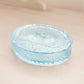 Vintage Medium Oval Light Blue Glass Lidded Dish with Floral Designs