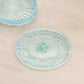 Vintage Medium Oval Light Blue Glass Lidded Dish with Floral Designs