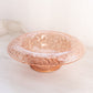 Vintage Medium Pink Glass Bowl with Rolled Edge and Branch Designs
