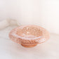 Vintage Medium Pink Glass Bowl with Rolled Edge and Branch Designs