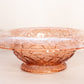 Vintage Medium Pink Glass Bowl with Rolled Edge and Branch Designs