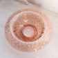 Vintage Medium Pink Glass Bowl with Rolled Edge and Branch Designs