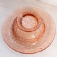 Vintage Medium Pink Glass Bowl with Rolled Edge and Branch Designs