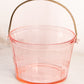 Vintage Medium Pink Glass Ice Bucket with Etched Leaf Designs
