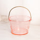 Vintage Medium Pink Glass Ice Bucket with Etched Leaf Designs
