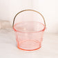 Vintage Medium Pink Glass Ice Bucket with Etched Leaf Designs