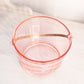 Vintage Medium Pink Glass Ice Bucket with Etched Leaf Designs