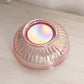 Vintage Medium Pink Iridescent Glass Footed Ribbed Bowl