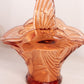 Vintage Medium Pink Orange Glass Bird Basket