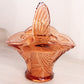 Vintage Medium Pink Orange Glass Bird Basket