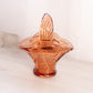 Vintage Medium Pink Orange Glass Bird Basket