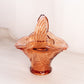 Vintage Medium Pink Orange Glass Bird Basket