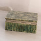 Vintage Medium Rectangular Green Alabaster Stone Hinged Lidded Box