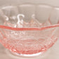 Vintage Medium Scalloped Pink Glass Footed Bowl with Cane Details