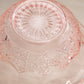 Vintage Medium Scalloped Pink Glass Footed Bowl with Cane Details