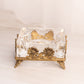 Vintage Medium Square Gold Tone Floral Ashtray with Clear Glass Insert