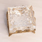 Vintage Medium Square Gold Tone Floral Ashtray with Clear Glass Insert