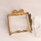 Vintage Medium Square Gold Tone Floral Ashtray with Clear Glass Insert