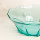Vintage Medium Teal Green Glass Bowl with Scalloped Edges