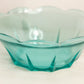 Vintage Medium Teal Green Glass Bowl with Scalloped Edges