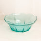 Vintage Medium Teal Green Glass Bowl with Scalloped Edges