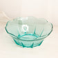Vintage Medium Teal Green Glass Bowl with Scalloped Edges