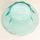 Vintage Medium Teal Green Glass Bowl with Scalloped Edges