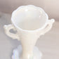 Vintage Medium White Iridescent Milk Glass Handled Floral Vase