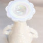 Vintage Medium White Iridescent Milk Glass Handled Floral Vase