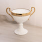 Vintage Medium White Milk Glass Compote with Gold Tone Accents