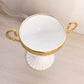 Vintage Medium White Milk Glass Compote with Gold Tone Accents