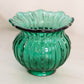 Vintage Olde Virginia Glass Dark Green Glass Ribbed Bowl Vase