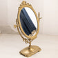 Vintage Oval Brass Standing Mirror with Fancy Designs