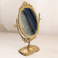 Vintage Oval Brass Standing Mirror with Fancy Designs