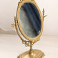 Vintage Oval Brass Standing Mirror with Fancy Designs