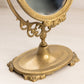 Vintage Oval Brass Standing Mirror with Fancy Designs