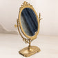 Vintage Oval Brass Standing Mirror with Fancy Designs