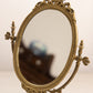 Vintage Oval Brass Standing Mirror with Fancy Designs