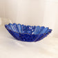 Vintage Oval Dark Blue Glass Daisy & Button Bowl