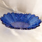 Vintage Oval Dark Blue Glass Daisy & Button Bowl