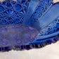 Vintage Oval Dark Blue Glass Daisy & Button Bowl