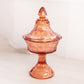 Vintage Peachy Pink Glass Strawberry Pedestal Lidded Dish