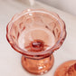 Vintage Peachy Pink Glass Strawberry Pedestal Lidded Dish