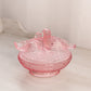 Vintage Pink Glass Birds in Love on Nest Lidded Dish
