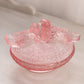 Vintage Pink Glass Birds in Love on Nest Lidded Dish