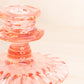 Vintage Pink Glass Candleholder with Ruffle Edge Base