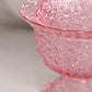 Vintage Pink Glass Daisy & Button Lidded Footed Dish